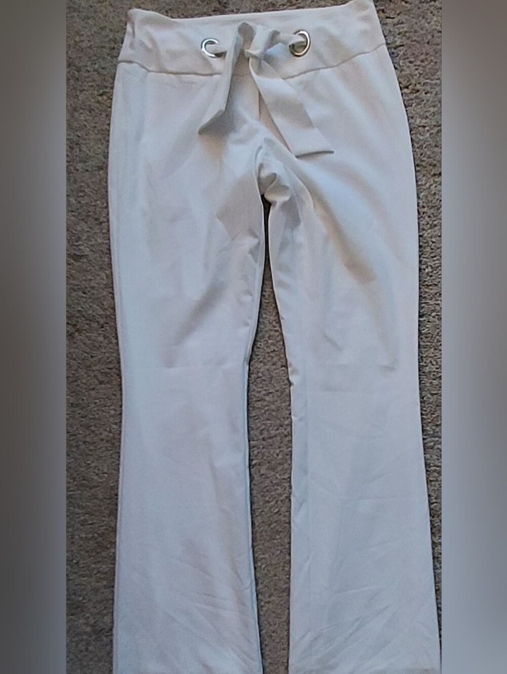 Cache White Novelty Dress Pants Tie Front USA Made Size 4 Office Basic Date